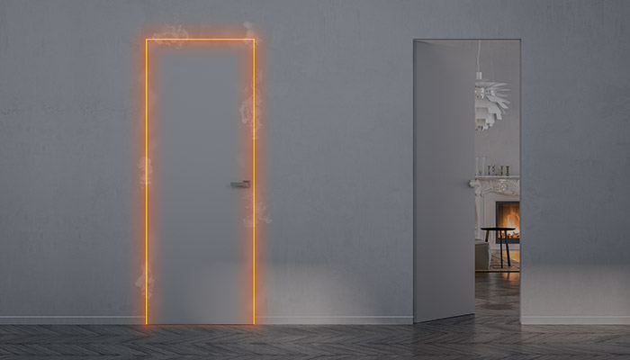 Porta tagliafuoco battente filo muro EI30